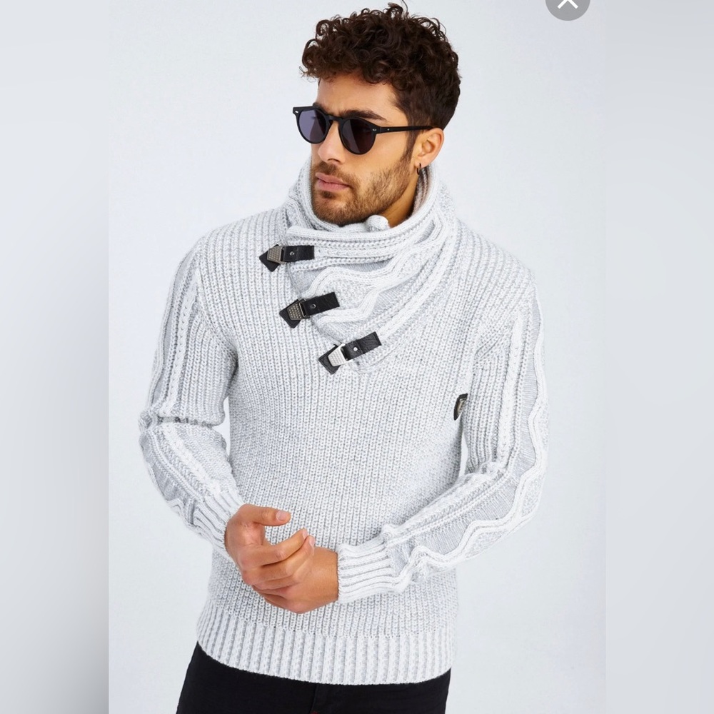 LCR mens wear collection XXL turtleneck knit sweater gray